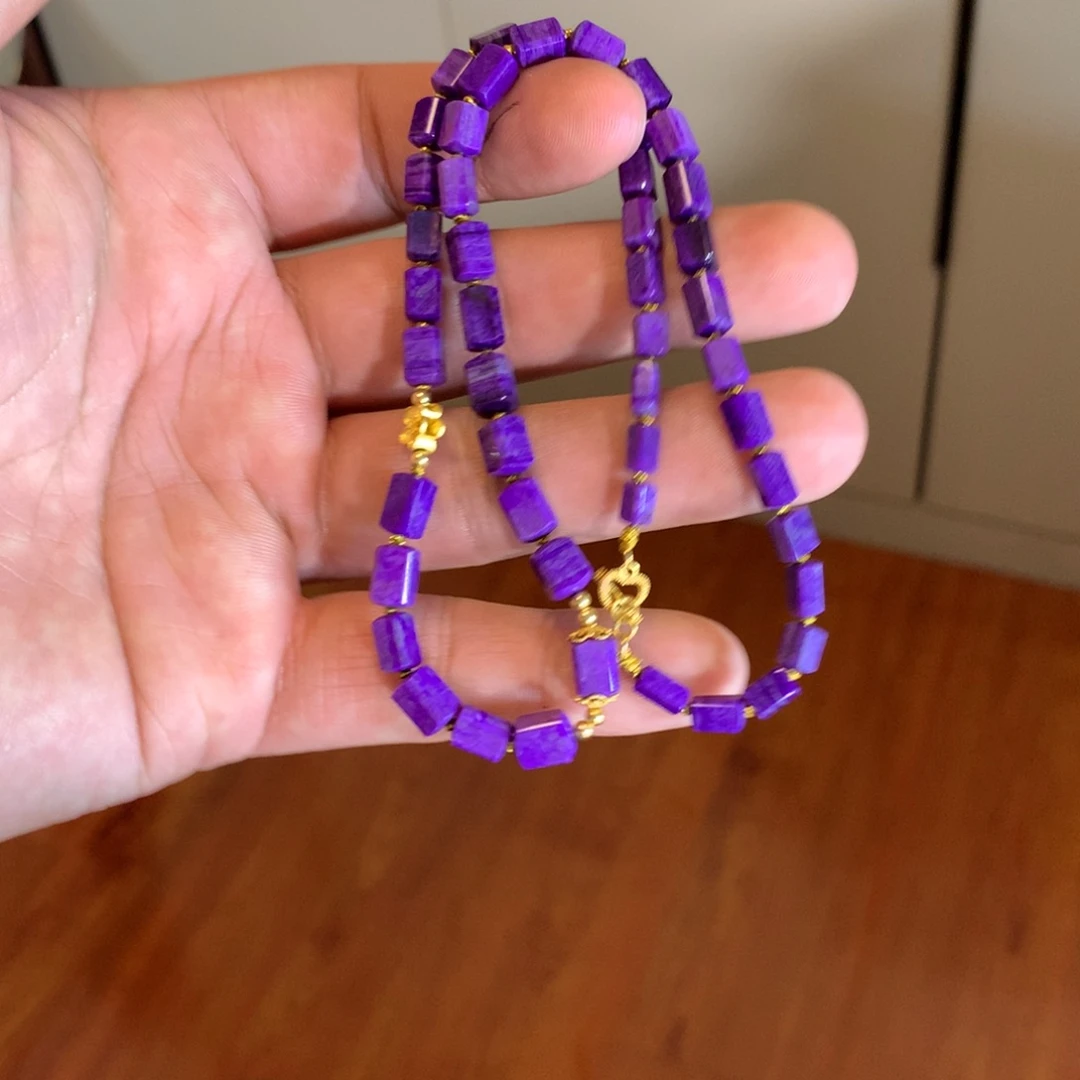 18K金镶嵌苏纪石（舒俱来）项链抖*