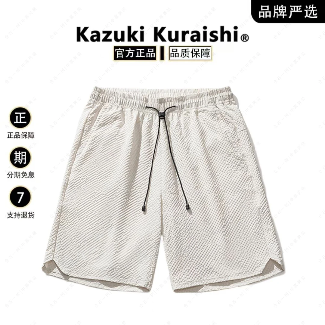 仓石一树夏季潮牌泡泡纱直筒休闲短裤男复古街头宽松百搭五分裤子
