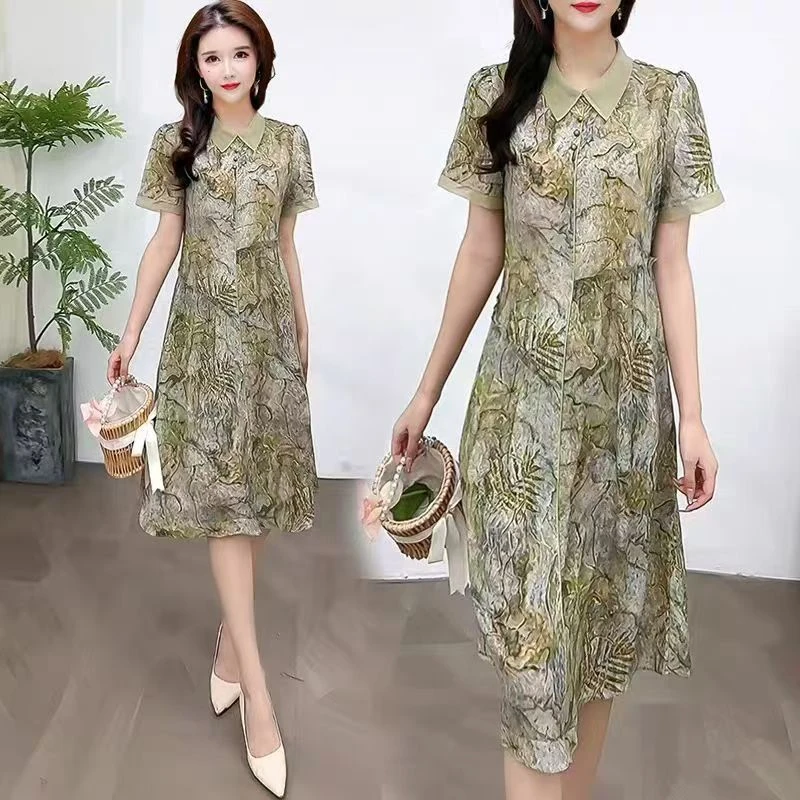 M627 中长裙高腰夏季连衣裙国风女装复古气质