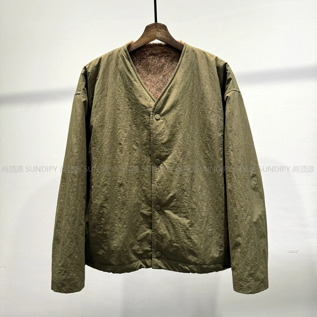 冬季男士时尚简约百搭座山雕保暖夹克潮牌INS美式休闲V领加绒外套