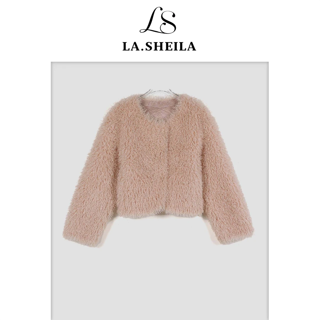 LA.Sheila“小天鹅”圆领短款泰迪绒外套253-WT/0903-8702