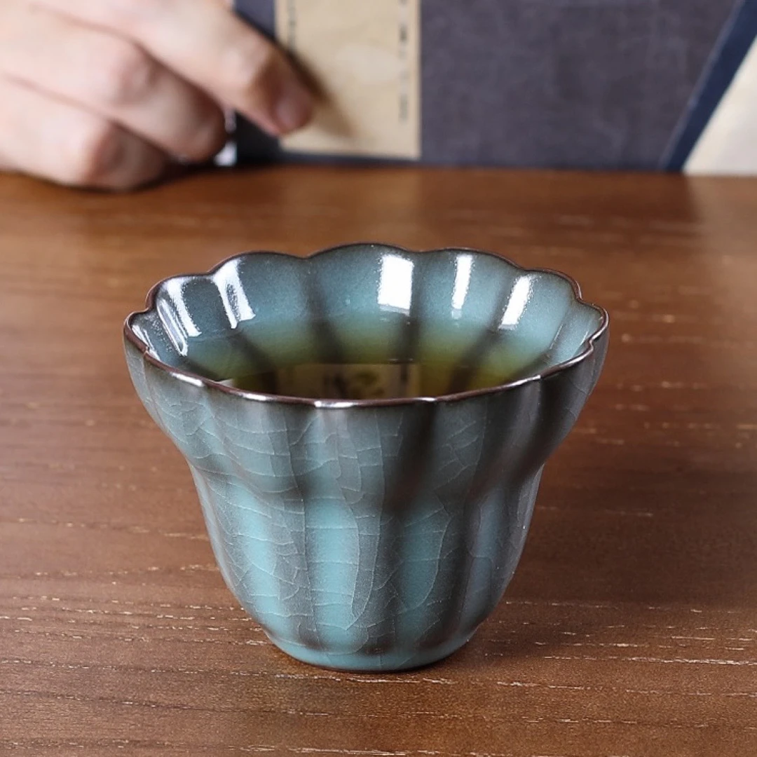 郑文锋 铁胎汝窑主人杯 多款杯型可选 手工精修茶杯复古泡茶杯