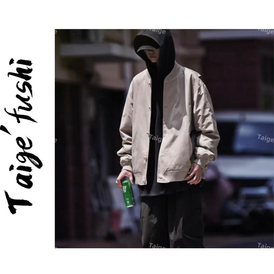 TAIGE 复古新款夹克棒球服基础韩版飞行员设计情侣通勤外套JK038