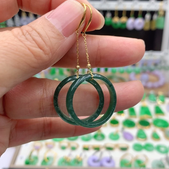 翡翠18K金镶嵌耳饰