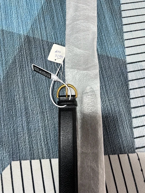 99新 GUCCI/古驰 金扣黑色腰带