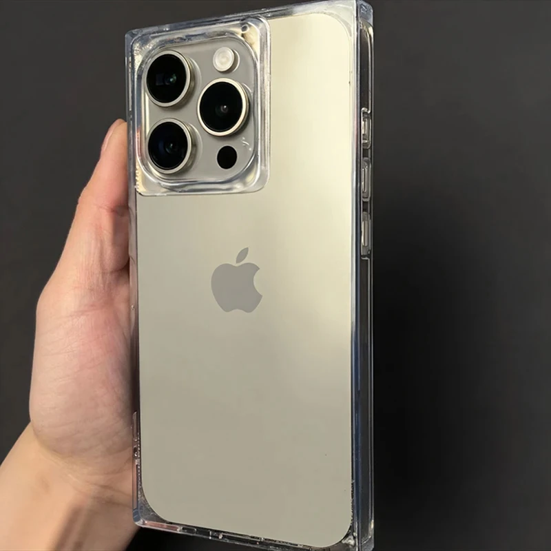 奥菲顿极简透明适用苹果16pro/15promax冰晶方块手机壳iPhone防摔