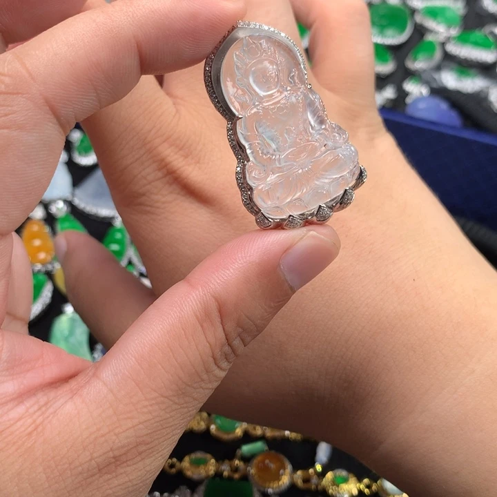 翡翠18K金镶嵌吊坠(不含链)