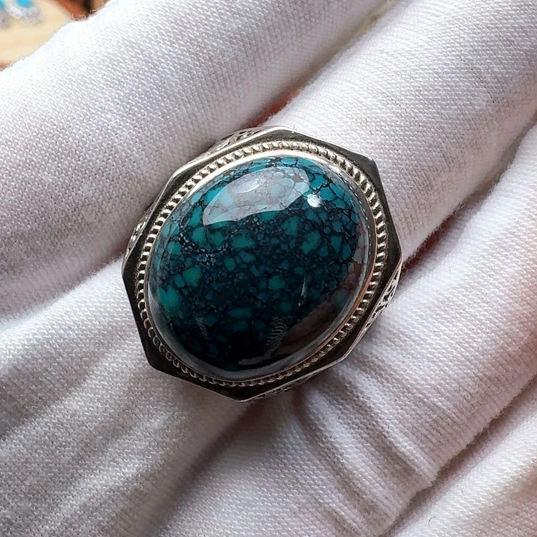 绿松石银S925镶嵌戒指