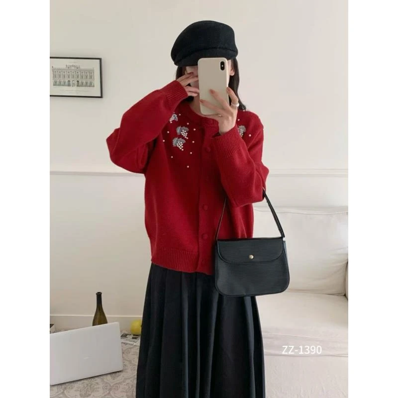 2025新款网红爆款别致针织衫上衣高级感春季开衫毛衣1390衣长60