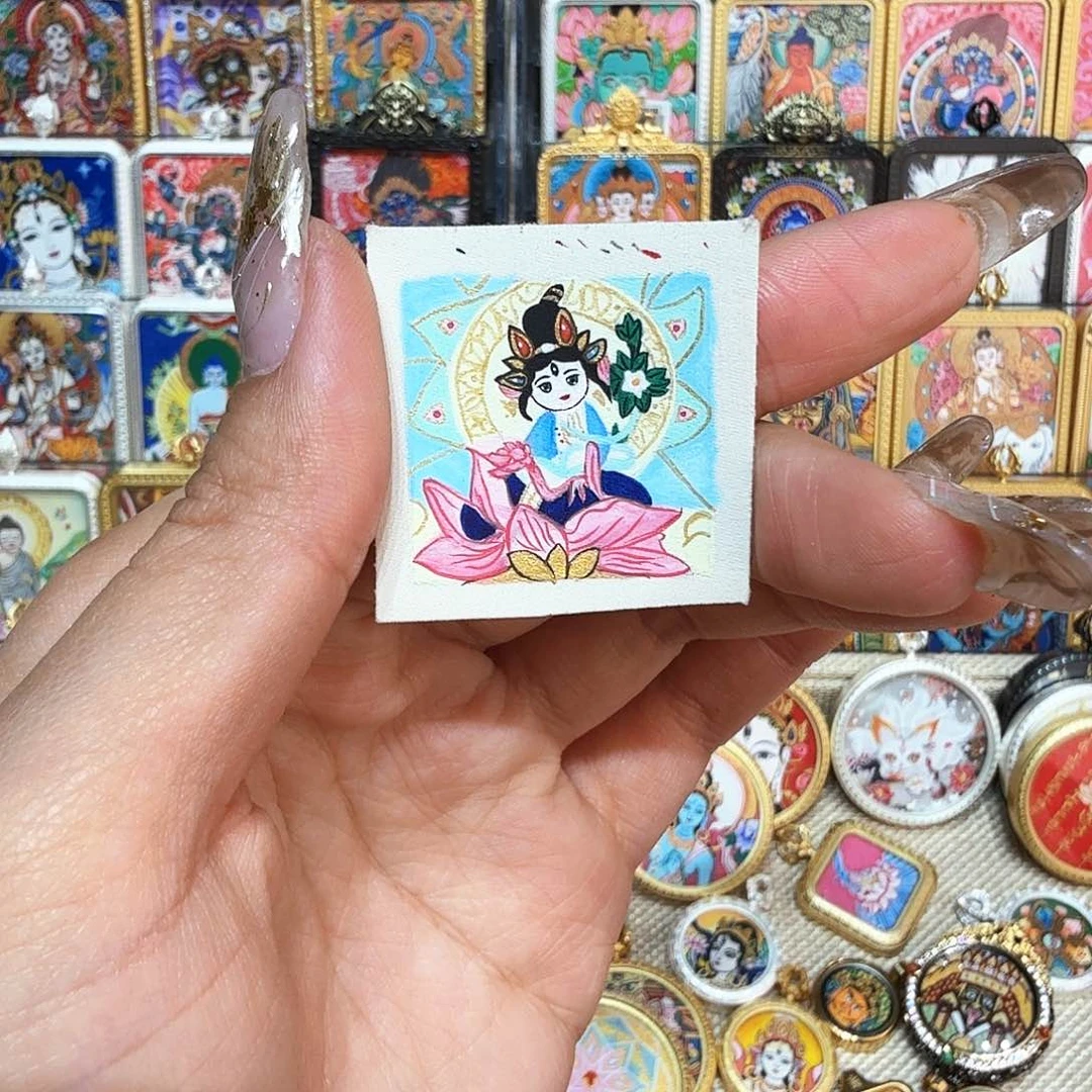 吊坠热贡纯手绘唐卡非遗文化