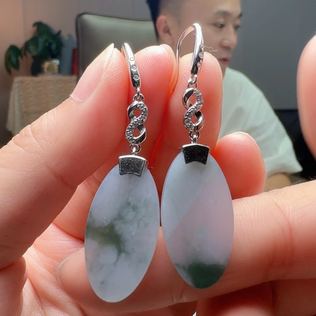 翡翠银S925镶嵌耳饰多样性发货其一