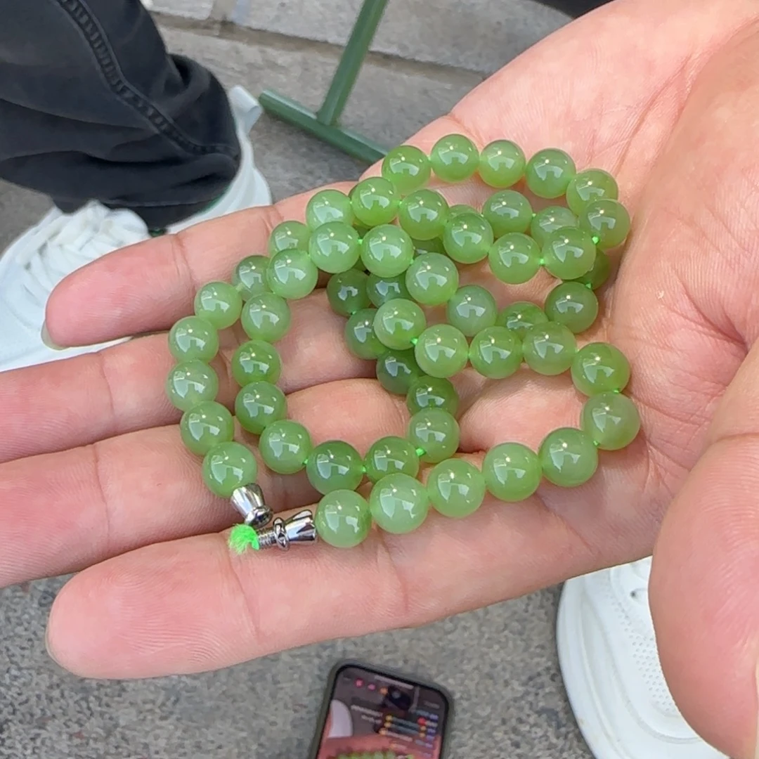 m****颈饰未镶嵌和田玉俄碧纯净版果绿卡8