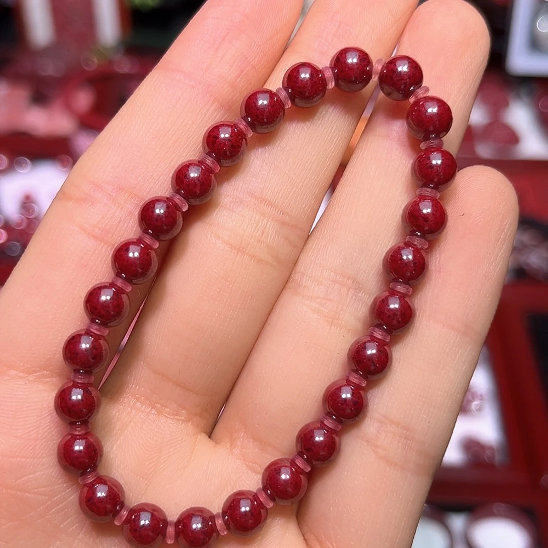 天然辰砂天然原矿至纯手串不含胶高品质大颗粒
