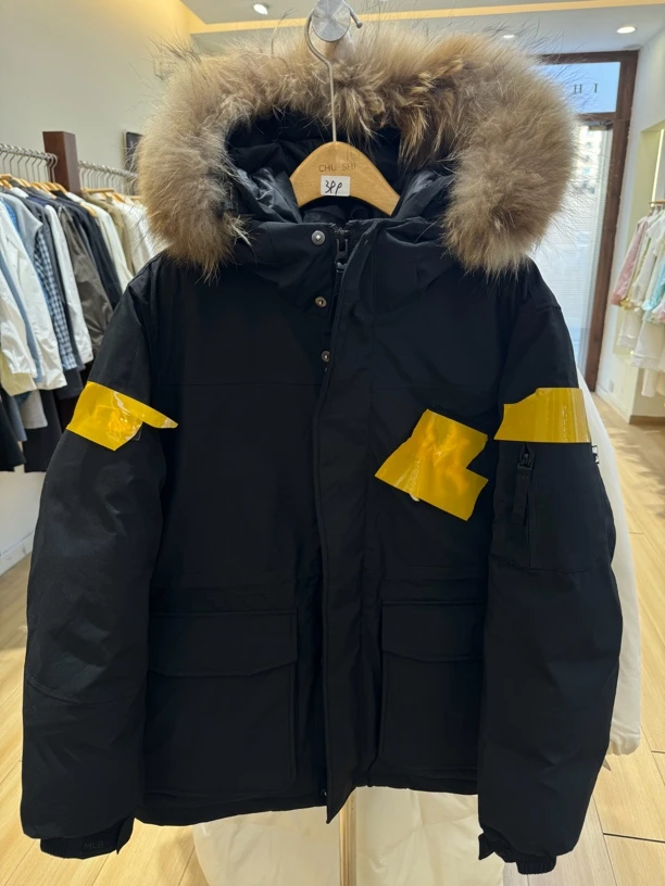 冬季加厚防风羽绒服情侣款大毛领工装派克外套