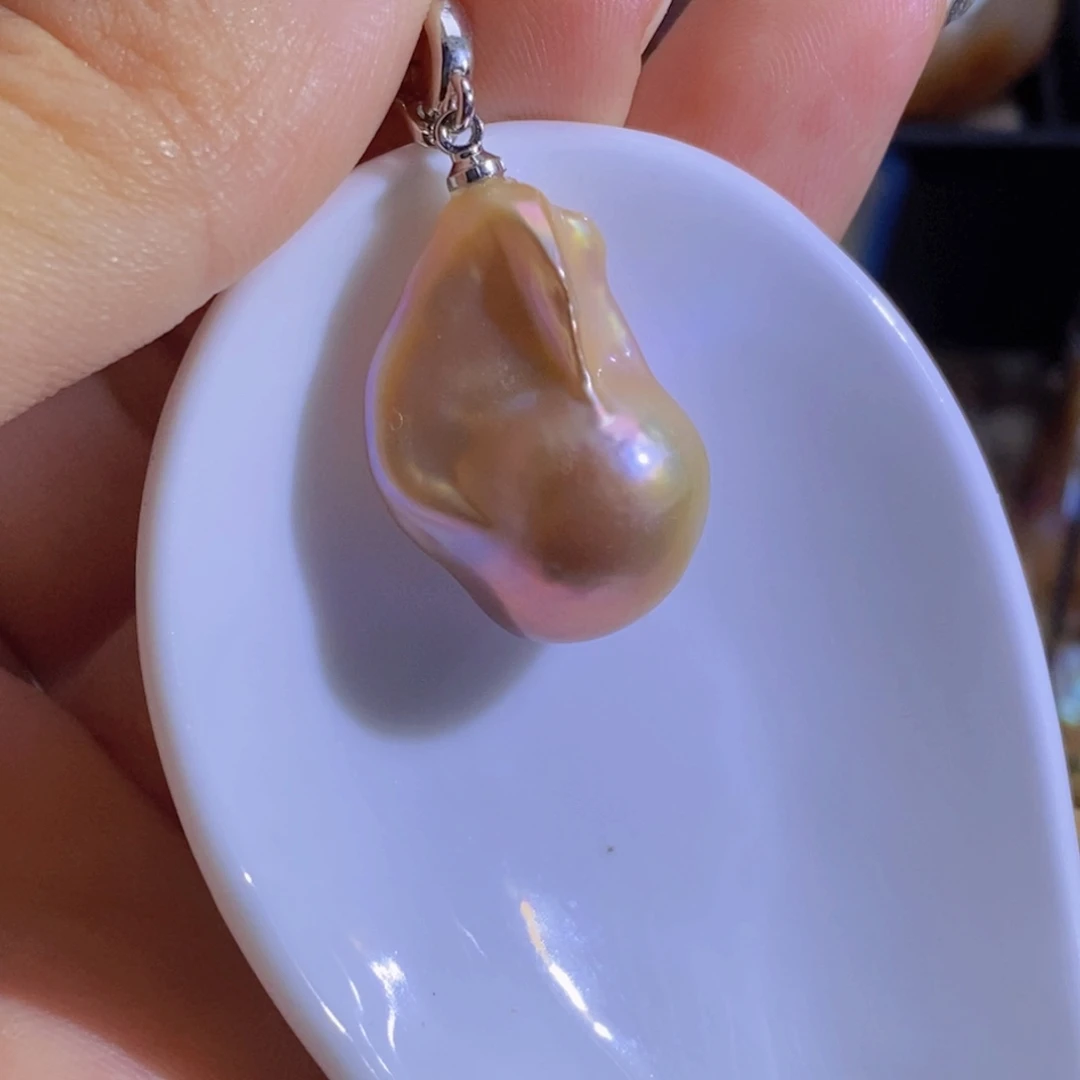 银S925镶嵌淡水珍珠微瑕天然淡水珍珠