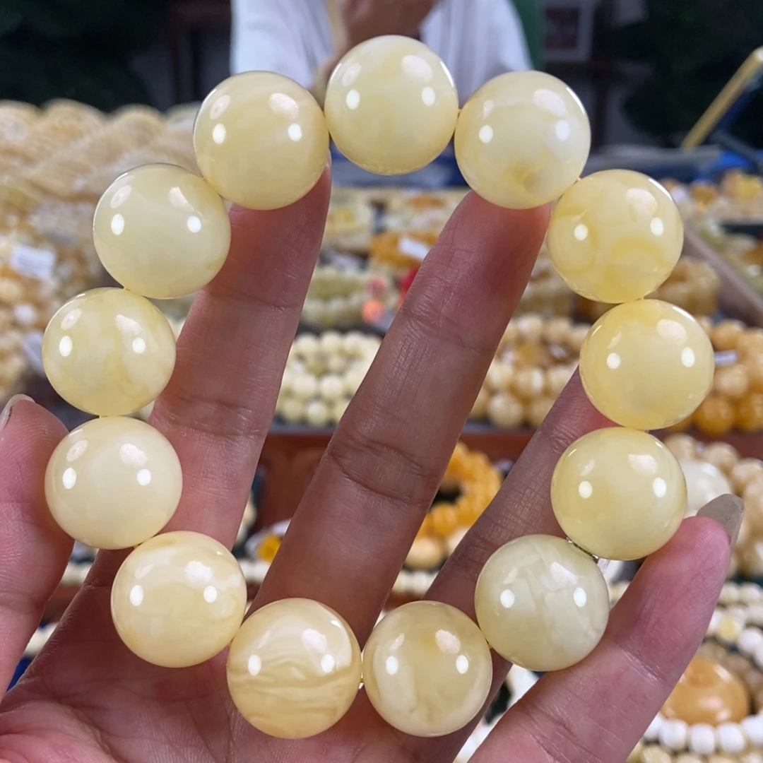 未镶嵌琥珀珠宝奇石18圆珠46.8