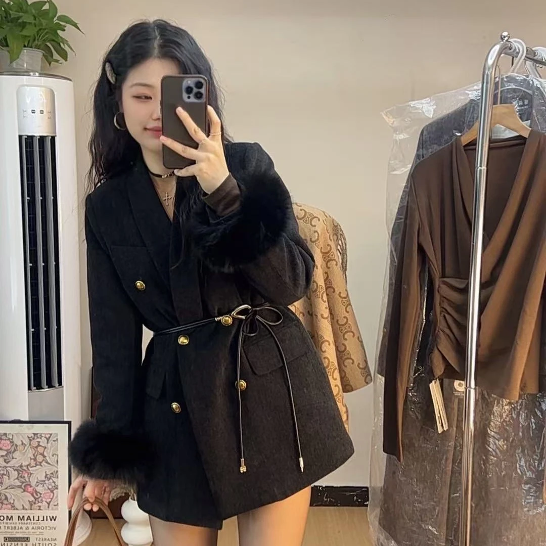 2025早春新款西装外套雪尼尔西装外套女款韩版宽西服