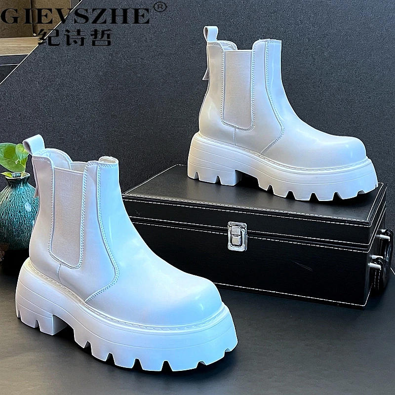 纪诗哲高帮鞋男套脚网红切尔西靴韩版潮流牛仔靴轻奢高端休闲皮靴