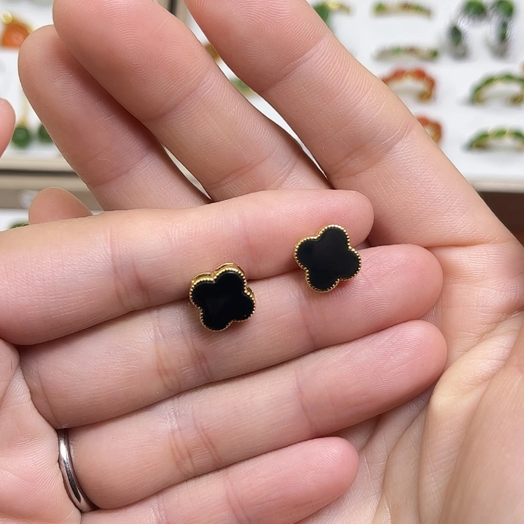 和田玉银S925镶嵌耳饰