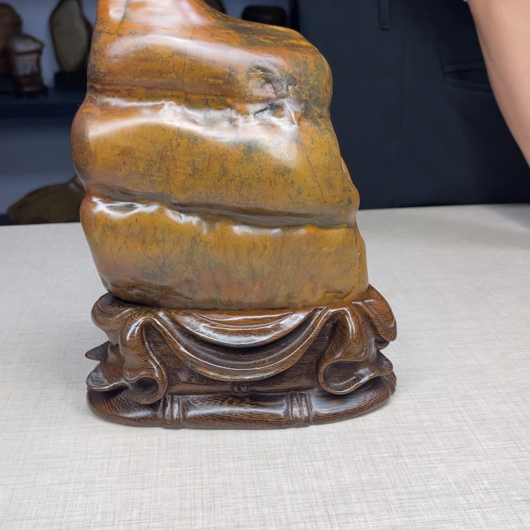 石材广西大化彩玉石配底座