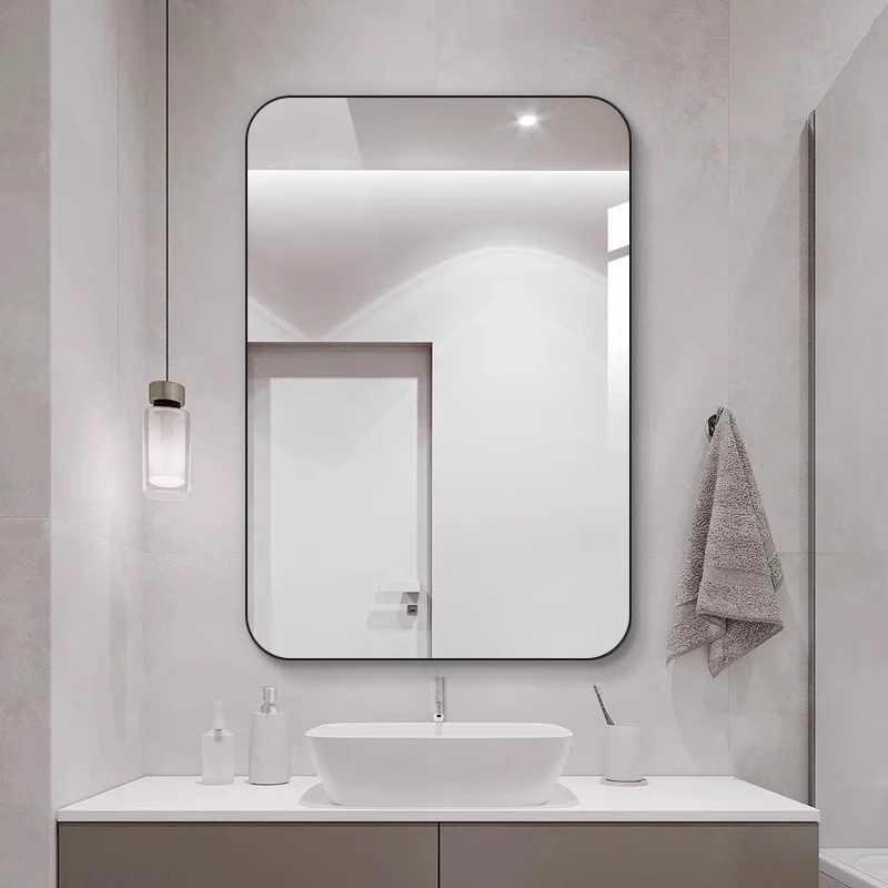 浴室镜子贴墙自粘卫生间镜子洗手间免打孔长方形梳妆镜高清平面镜