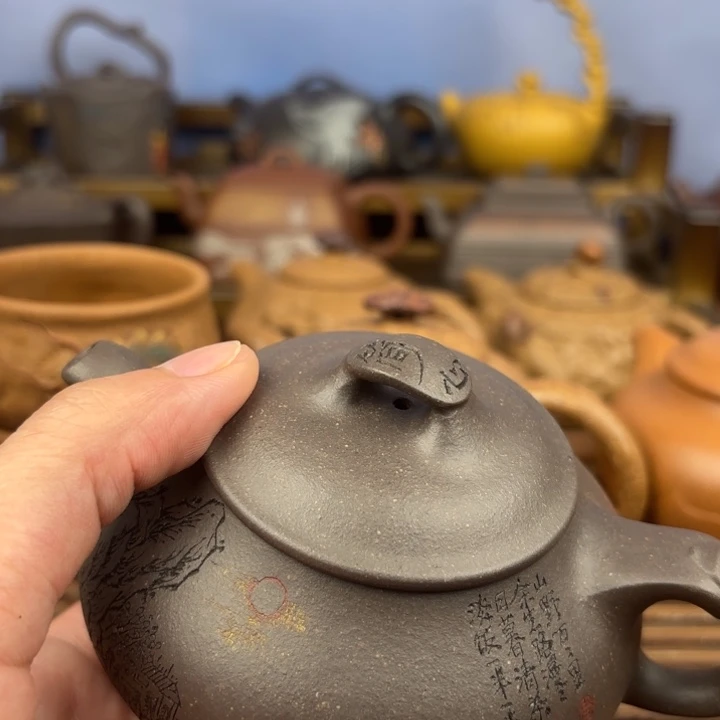 丹***卡茶壶紫砂简瓢原矿天青原矿160c