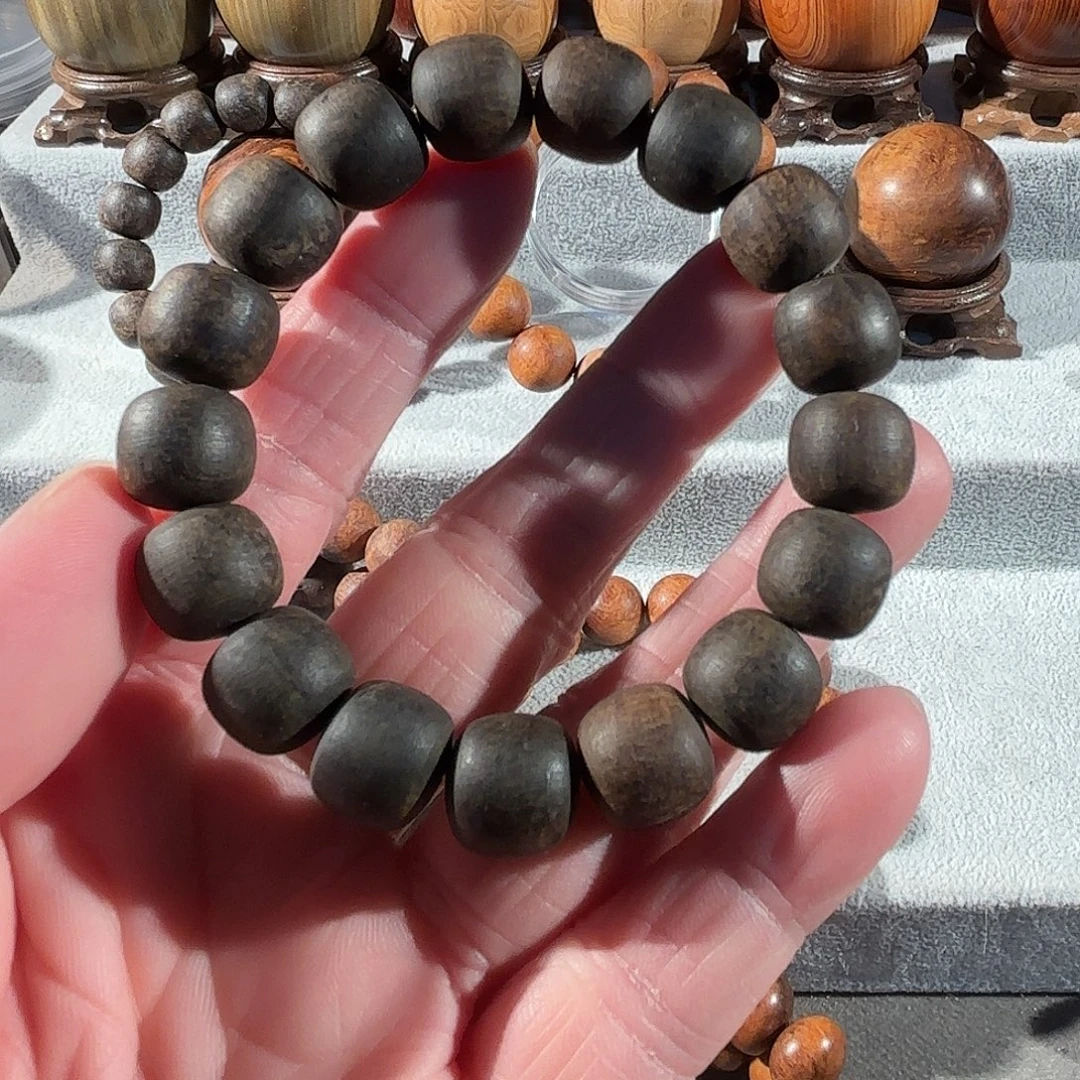 高***龙木质非金属印贡1213墨绿单圈