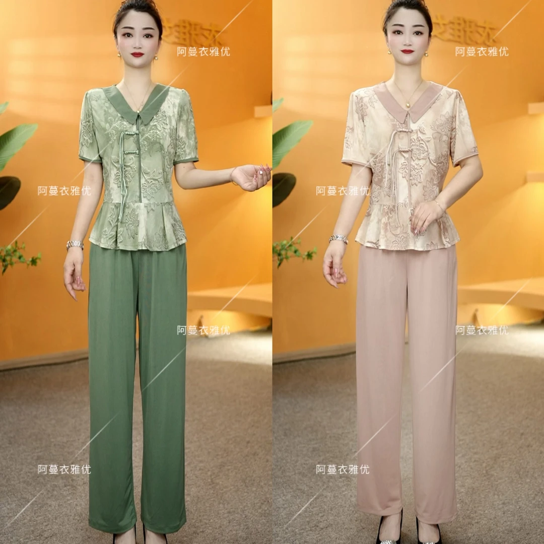 【衣雅严选】8165-2034#夏季新款百搭新中式上衣加裤子两件套
