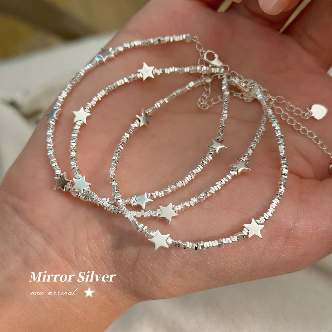 小麋人 足银手链 CS4519「星光入梦」碎银手链女手环手饰2025新款