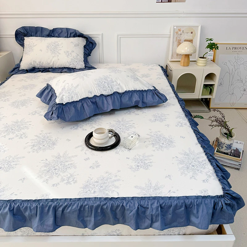 纯棉床笠罩单件100全棉床罩席梦思床垫保护罩防尘全包花边款床套