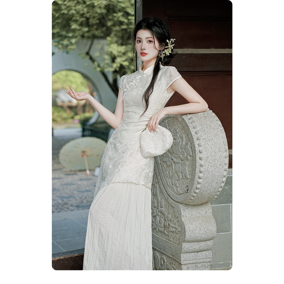 DUCURNO新中式国风连衣裙女夏季2025新款高端旗袍修身显瘦长裙子