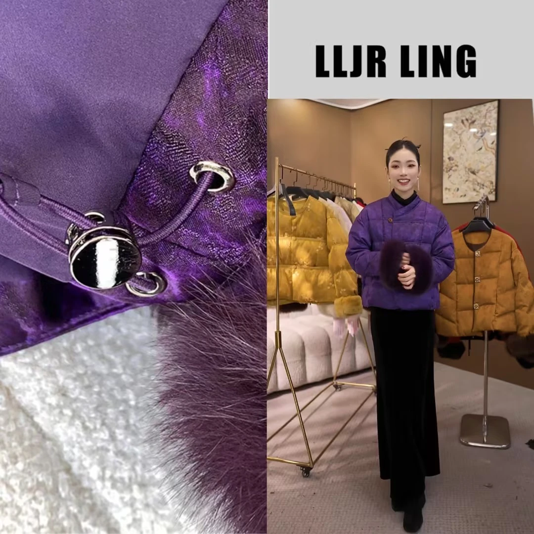 【紫气东来】璀璨夺目钻饰点缀国风精致羽绒服254015