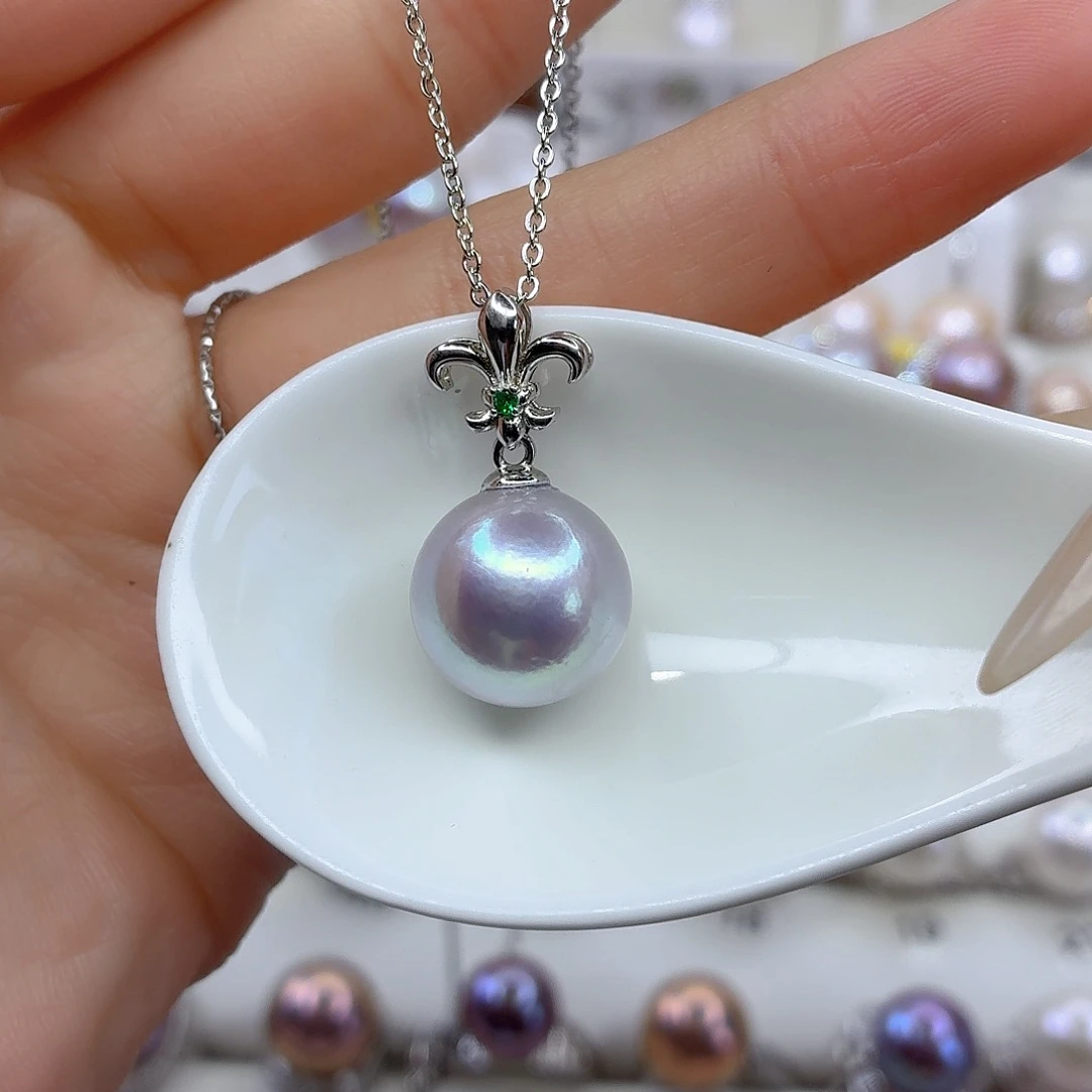 银S925镶嵌颈饰淡水珍珠F