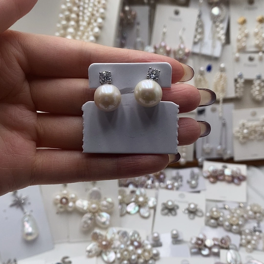 淡水珍珠耳饰银S925镶嵌