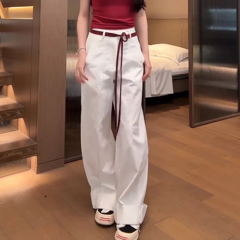 2025秋季新款韩版高腰纯色设计感休闲裤女时尚百搭减龄气质阔腿裤