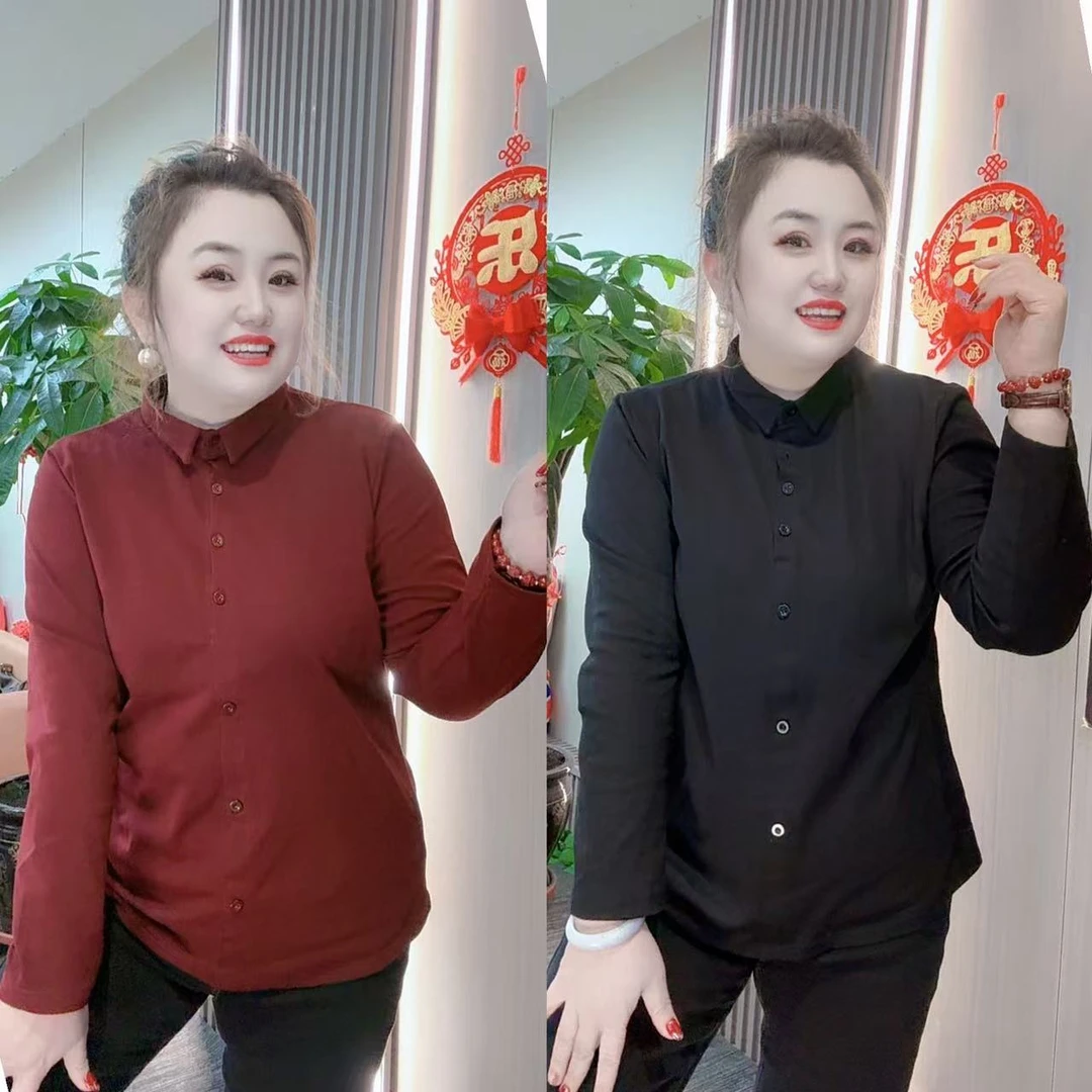 3543（丹姐家）翻领衬衫休闲宽松长袖衬衣