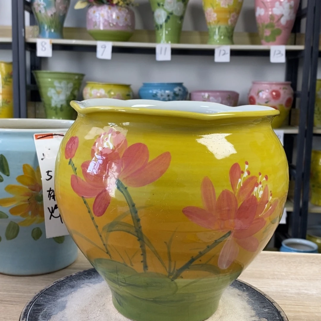 景德镇手工手绘陶瓷花盆