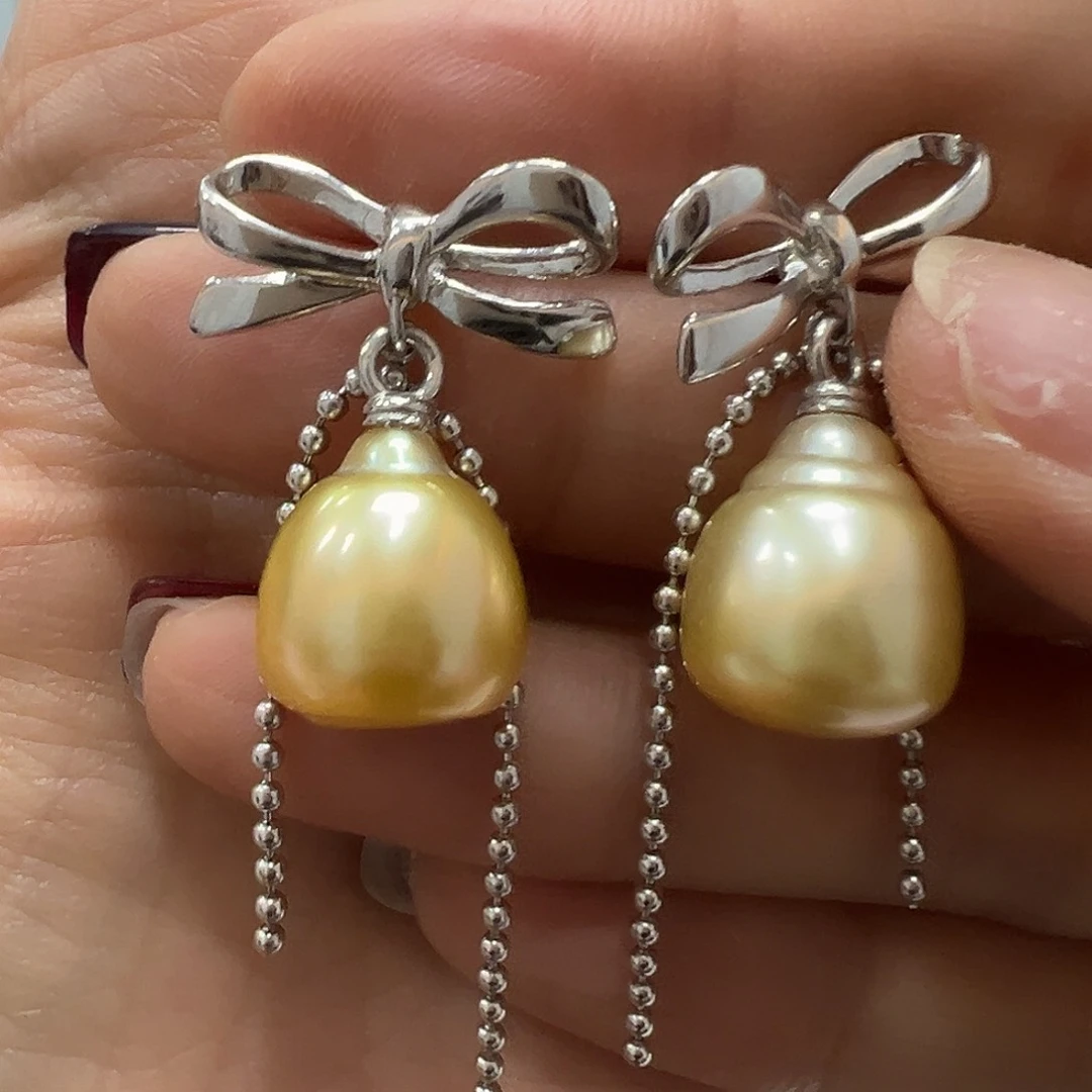海水珍珠耳饰银S925镶嵌