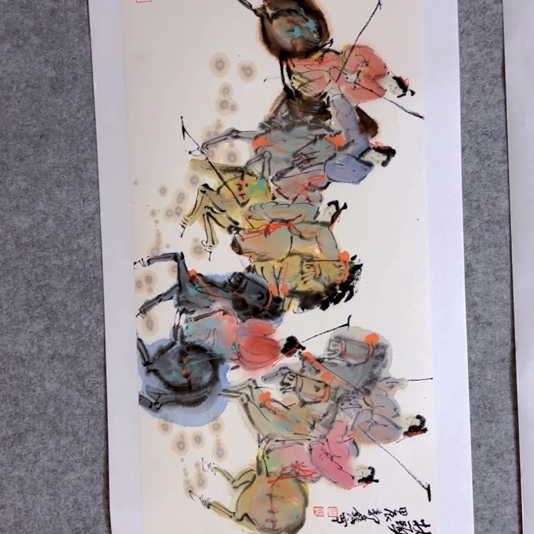 国画郭鑫二平尺打马球本星食品合影