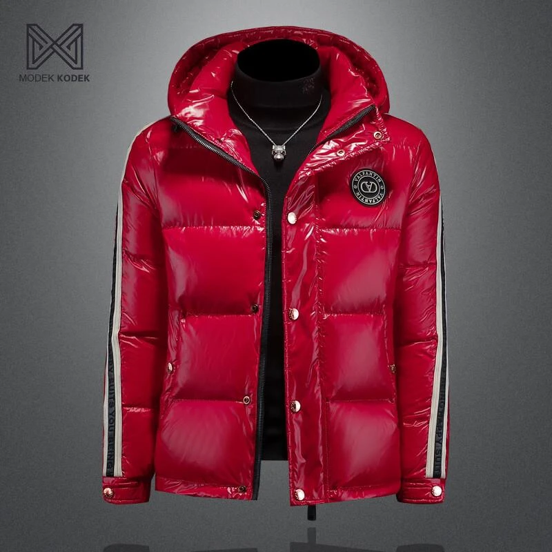 MODEK KODEK2025冬季新款连帽服男亮面外套加厚潮流时尚羽绒外套