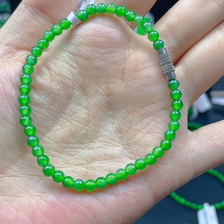 未镶嵌手链翡翠天然A货翡翠玻璃种黄阳绿4