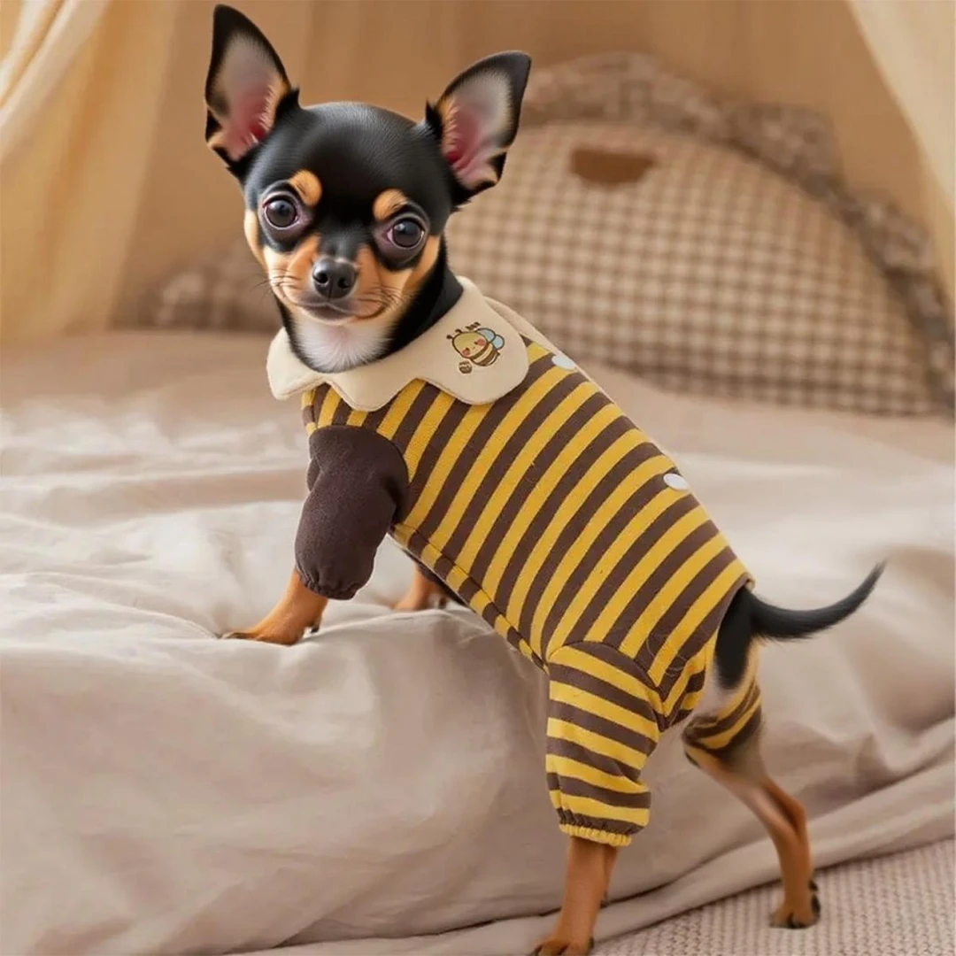 迷你杜宾小鹿犬吉娃娃可爱四脚衣超萌小型幼犬包肚护肚衣秋冬季款