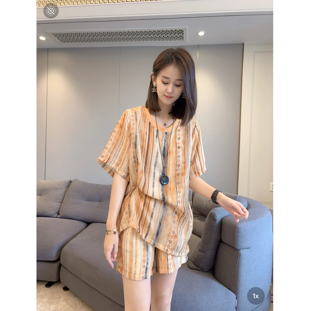 【橙光】2025新款夏季防晒宽松百搭上衣宽松短裤套装女