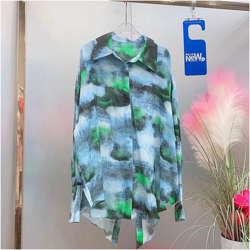 X20251原创小众设计师2024夏季新款山水墨画晕染宽松休闲衬衫上衣