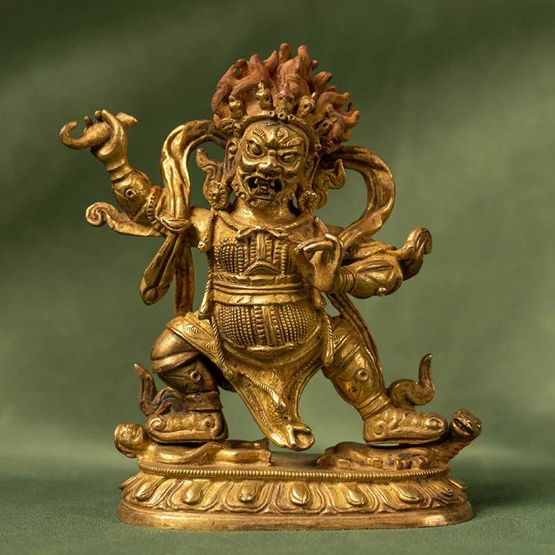 清代铜鎏金大黑天像老物件文玩古董收藏真品客厅藏传佛像供奉摆件