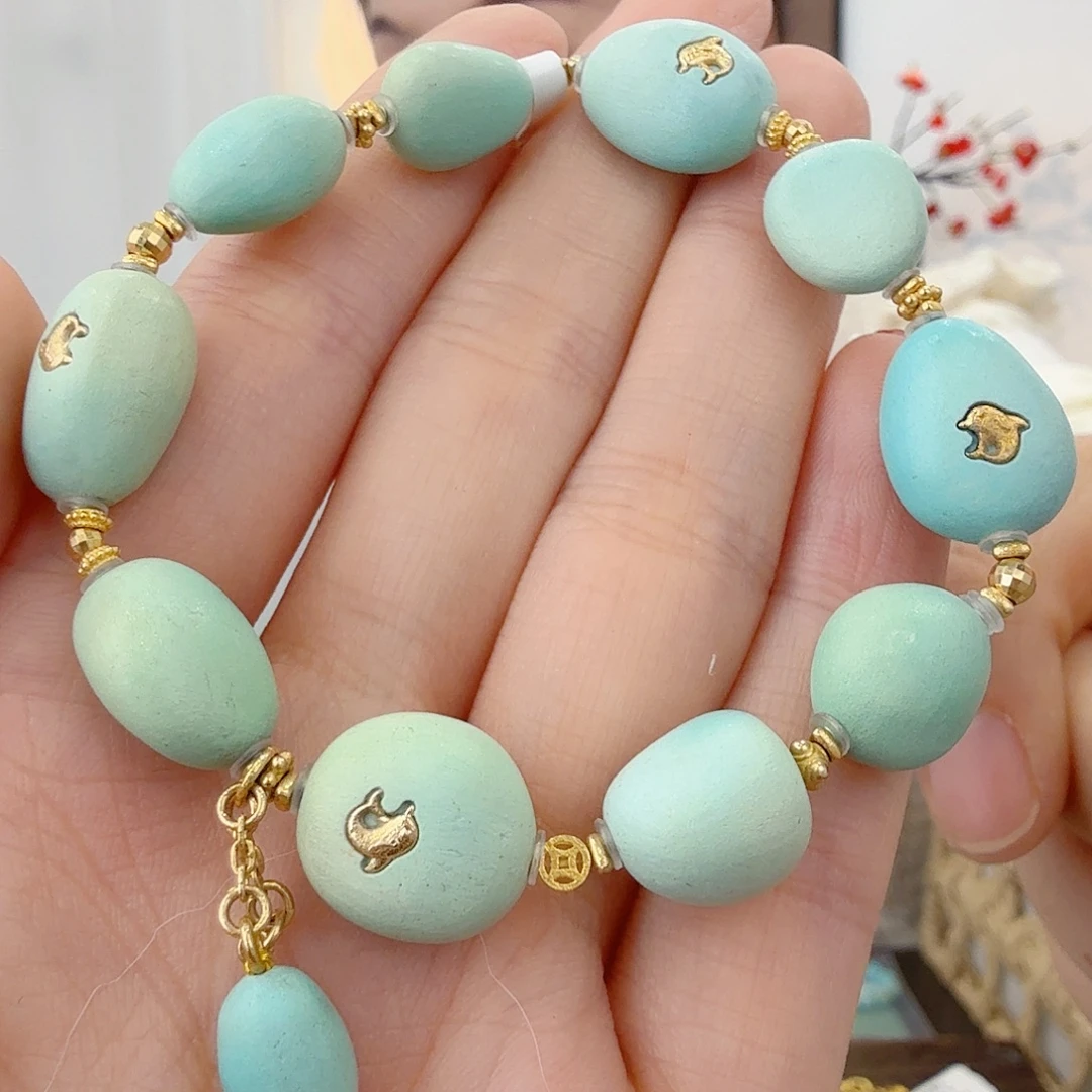 绿松石18K金镶嵌珠宝奇石