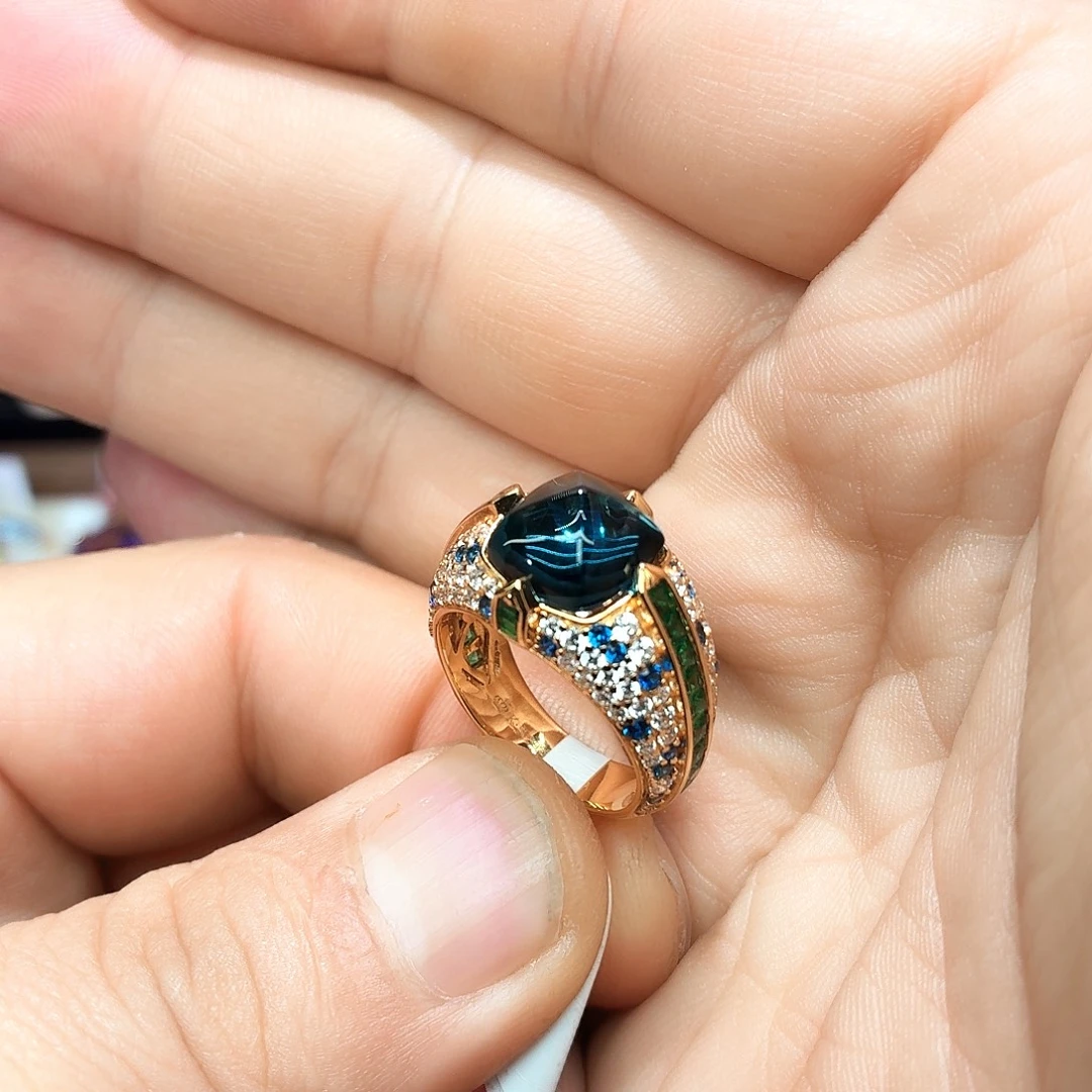 托帕石银S925镶嵌戒指