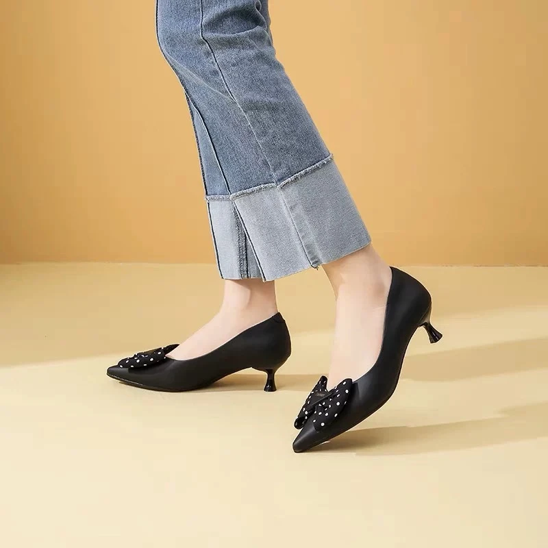 高跟鞋百搭细跟粗跟尖头工作春秋气质2083-13