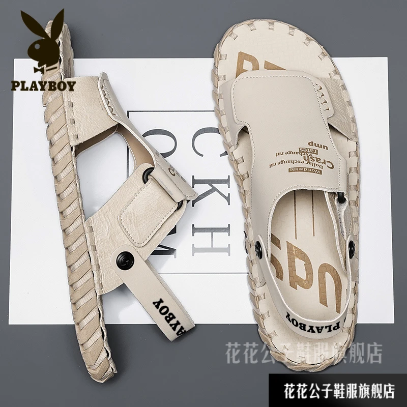 花花公子皮凉鞋男夏季新款外穿两用上班一脚蹬休闲运动沙滩凉拖鞋