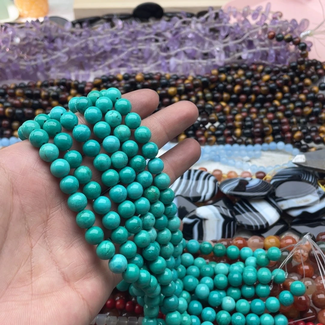 玛瑙/玉髓珠宝半成品未镶嵌一条装卡8mm绿松圆珠